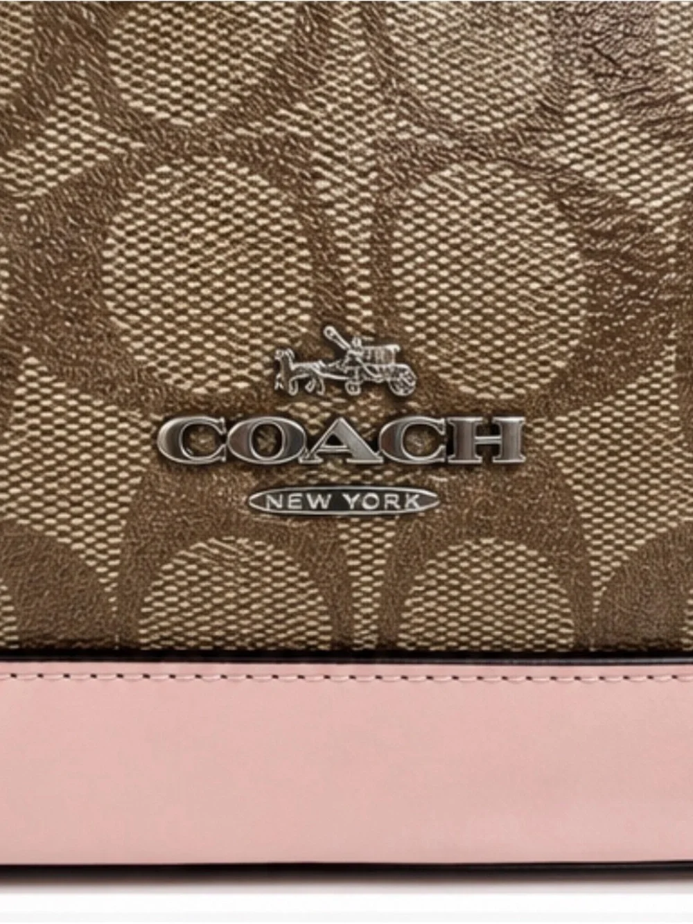 Coach Mini Sierra Satchel in Signature Canvas with Pink Leather Trim